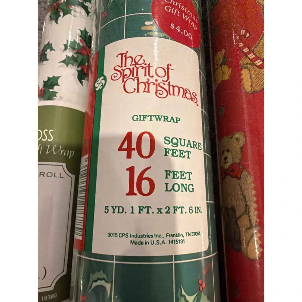 Vtg Christmas Wrapping Paper Rolls Lot 7 New Sealed Cleo, Norcross, Gibson, Hugg